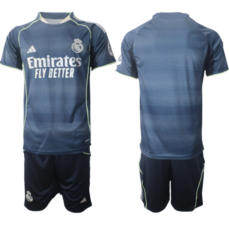 Men 2025-2026 Club Real Madrid away Blue Blank Soccer Jersey